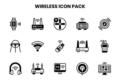 Wireless DuoTone Collection Icons Pack Stock Illustration