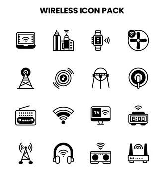 Wireless DuoTone Design Icons Pack Stock Illustration
