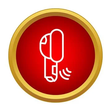 Wireless in ear headset icon transmitting sound waves Stock Illustration