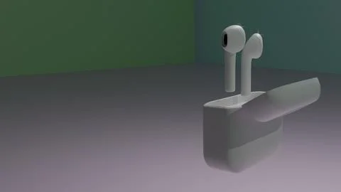 Wireless Earbuds in Charging Case Stock Illustration