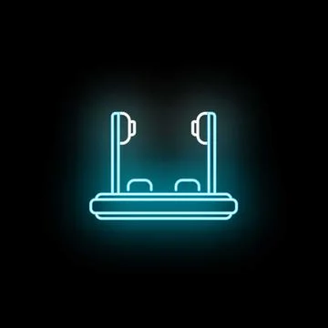 Wireless earbuds charging case neon line icon Stock Illustration