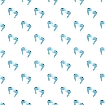Wireless earbuds creating seamless technology pattern Stock Illustration