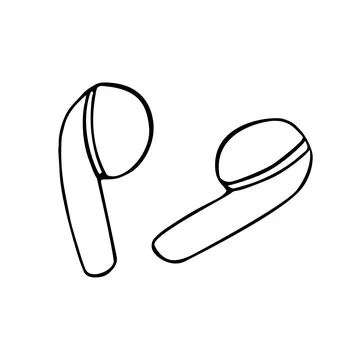 Wireless earbuds hand drawn vector Stock Illustration