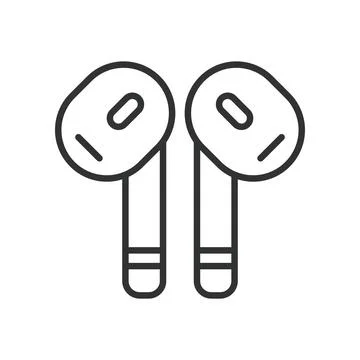 Wireless Earbuds, icon in line design. Wireless, headphones, Bluetooth earbuds Illustrazione stock