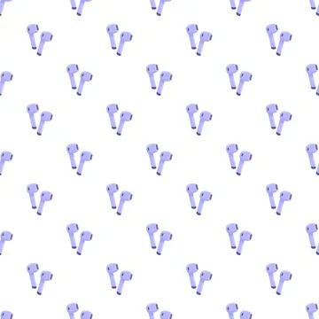 Wireless earbuds pattern repeating on white background 스톡 일러스트