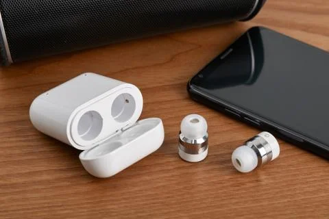 Wireless earbuds Stock Photos