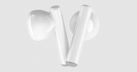 Wireless earbuds rotation animation seamlessly loopable. 3D rendering isola.. Stock Footage 336333900
