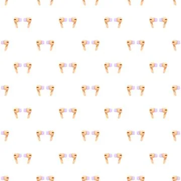 Wireless earbuds seamless pattern for audio technology background Stock Illustration