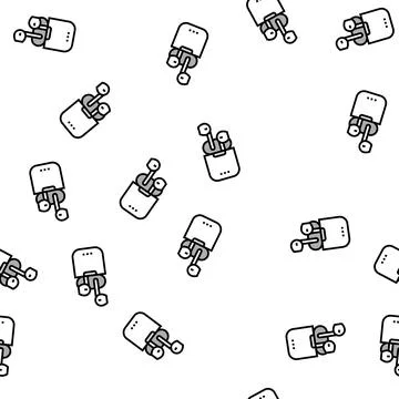 Wireless earbuds vector seamless pattern Stock Illustration