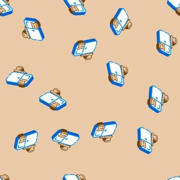 Wireless earbuds wearable isometric icon seamless pattern Stock Illustration