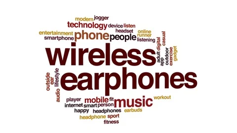 Wireless earphones animated word cloud, text design animation. Stock Footage 71942473