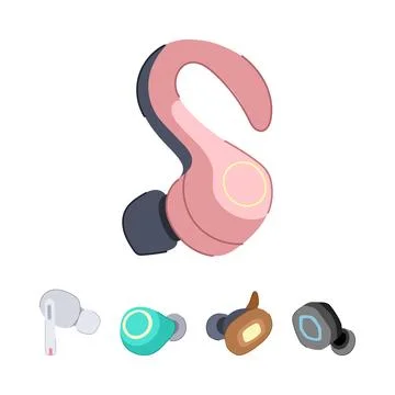 Wireless earphones vector illustration offering multiple designs Stock Illustration