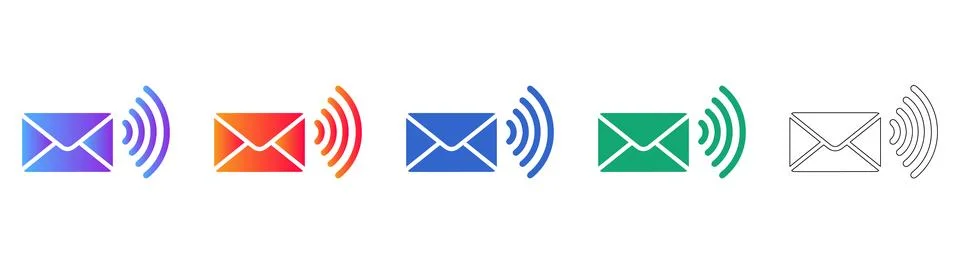 Wireless Email Communication Icons for Digital Messaging Stock Illustration