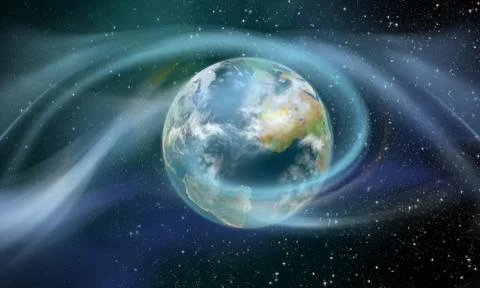 Wireless energy surrounding earth Stock-Illustration