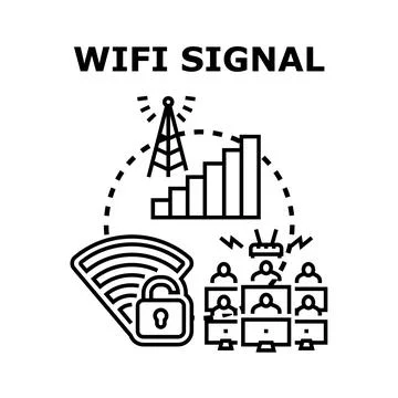 Wireless fidelity signal network access and security concept Stock Illustration
