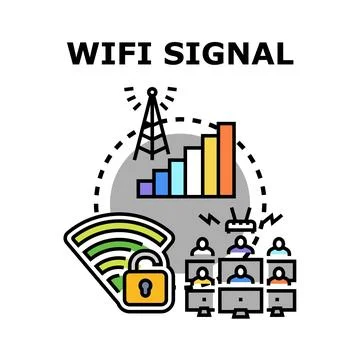Wireless fidelity signal network access and security concept Stock Illustration