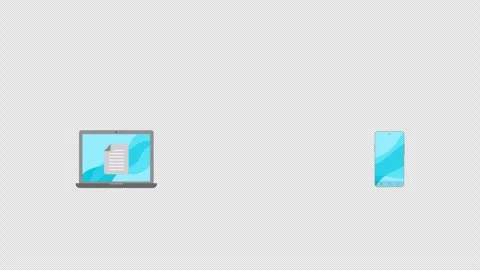 Wireless file transfer process from laptop to smartphone isometric animation Vidéo 335471942