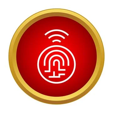 Wireless fingerprint biometric scanning security technology icon Stock Illustration