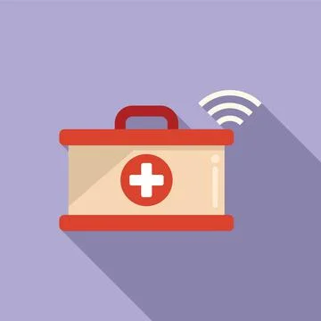 Wireless first aid kit icon flat vector. Online doctor Stock Illustration