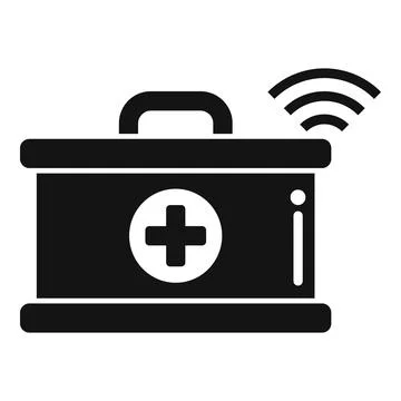 Wireless first aid kit icon simple vector. Online doctor Stock Illustration