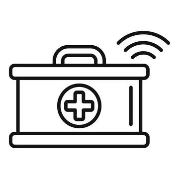 Wireless first aid kit icon outline vector. Online doctor Stock Illustration
