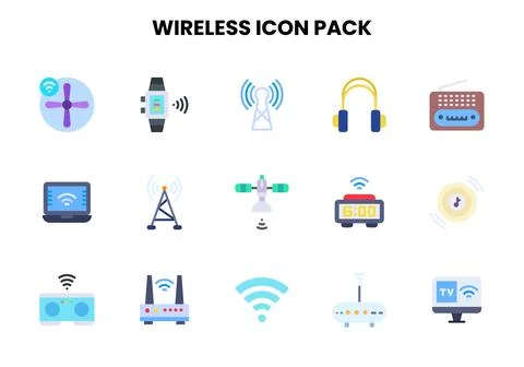 Wireless Flat UI Icons Pack Illustrazione stock