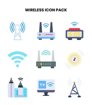 Wireless Flat Vector Icons Pack Ilustración de archivo