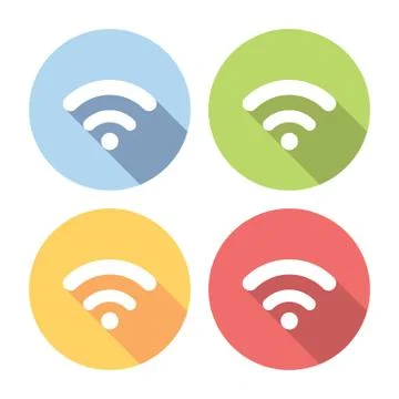 Wireless Free Network Flat Icons Set Stock Illustration