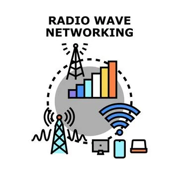 Wireless frequency network connecting different devices Stock Illustration