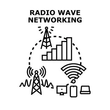 Wireless frequency network connecting different devices Stock Illustration