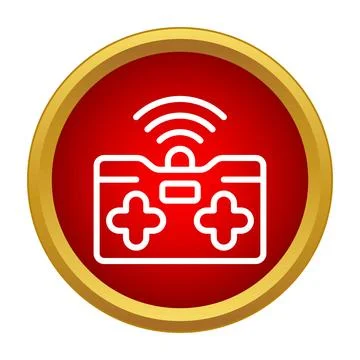 Wireless game controller device on a red and gold circle 스톡 일러스트