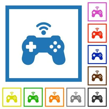 Wireless game controller flat framed icons 스톡 일러스트