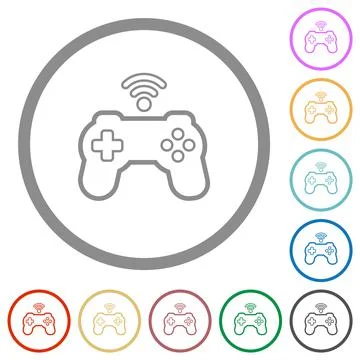 Wireless game controller flat icons with outlines Ilustración de archivo