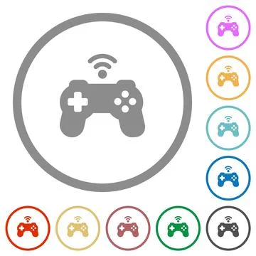 Wireless game controller flat icons with outlines Stockillustratie