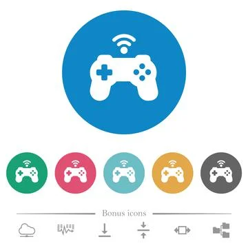Wireless game controller flat round icons Ilustración de archivo
