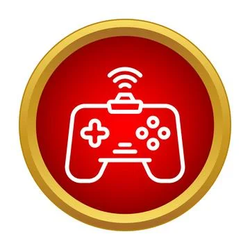 Wireless game controller icon in red circle Stock Illustration