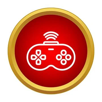 Wireless game controller icon sending signal in red circle Stock Illustration