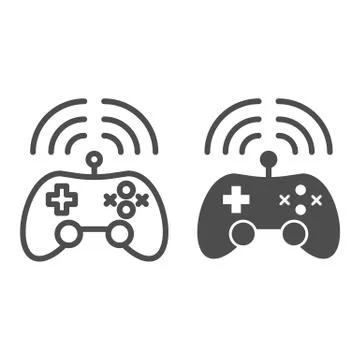 Wireless game controller line and glyph icon. Joypad vector illustration 스톡 일러스트