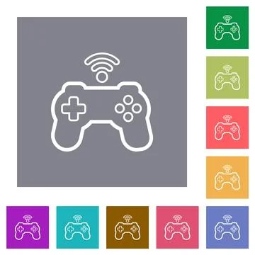 Wireless game controller outline square flat icons 스톡 일러스트