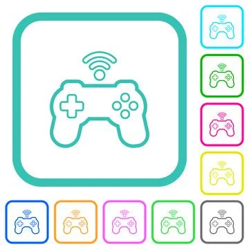 Wireless game controller outline vivid colored flat icons 스톡 일러스트