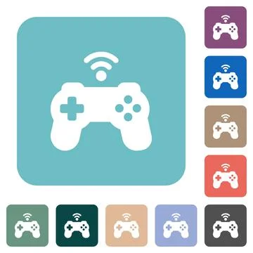 Wireless game controller solid rounded square flat icons Illustrazione stock