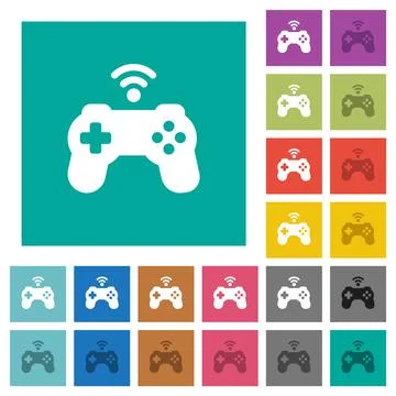 Wireless game controller square flat multi colored icons Ilustración de archivo