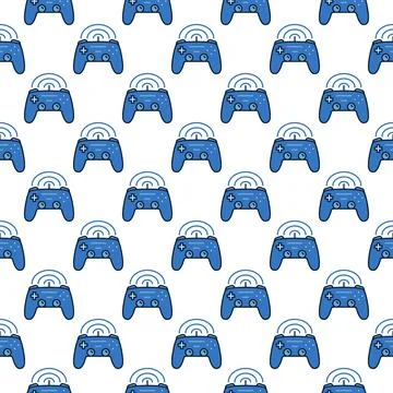 Wireless Game Controller vector Joypad colored seamless pattern Stockillustratie