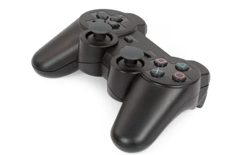 Wireless  gamepad for playing games, isolated on white  background, with clip Stock Photos