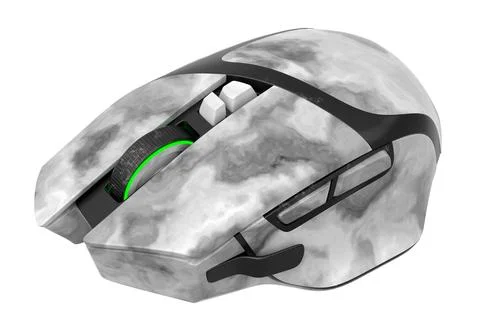 Wireless gaming computer mouse with black marble texture on white background 스톡 일러스트
