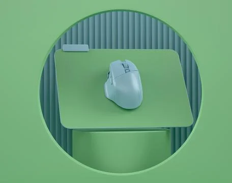 Wireless gaming computer mouse on cylinder podium with step on monochrome イラスト素材