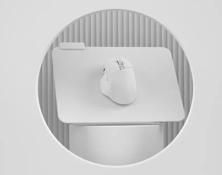 Wireless gaming computer mouse on cylinder podium with step on monochrome イラスト素材