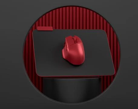 Wireless gaming computer mouse on cylinder podium with step on monochrome 스톡 사진