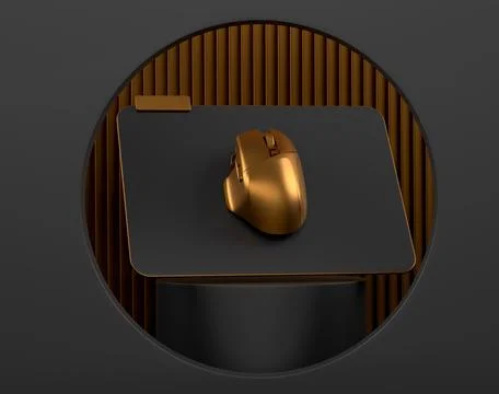 Wireless gaming computer mouse on cylinder podium with step on monochrome 스톡 사진