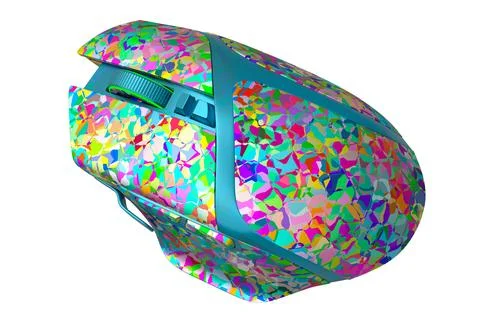 Wireless gaming computer mouse with mosaic seamless pattern on white backgrou Illustrazione stock